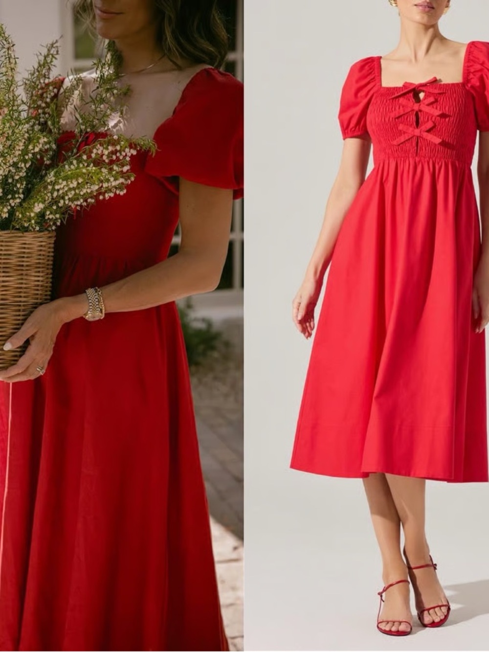 ANTHROPOLOGIE ASTR red popover fit and flare midi dress large